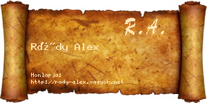 Rády Alex névjegykártya