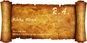 Rády Alex névjegykártya